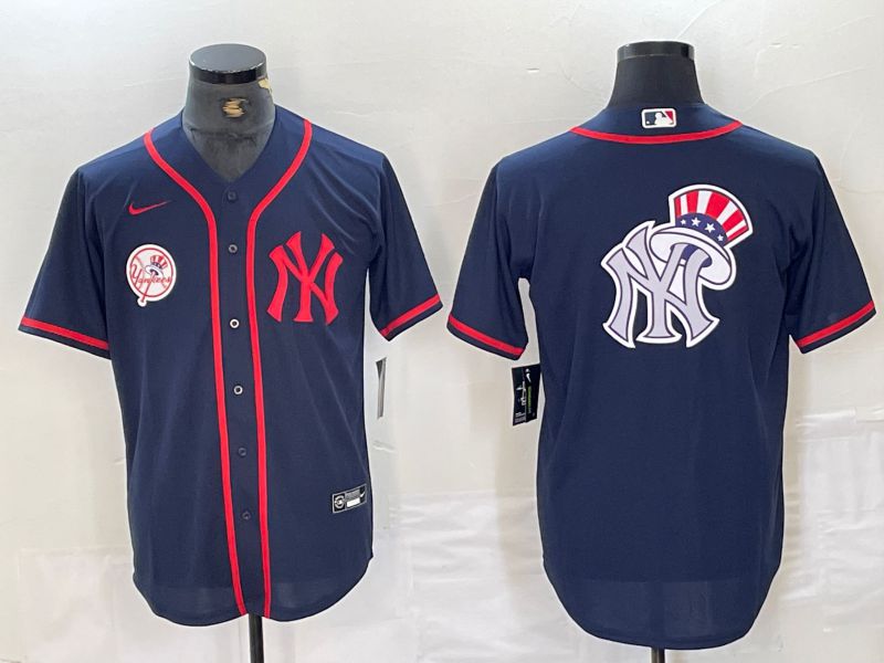 Men New York Yankees Blank Blue Third generation joint name Nike 2024 MLB Jersey style 6->new york yankees->MLB Jersey